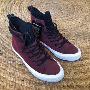 Burgundy Converse Waterproof Leather High Tops